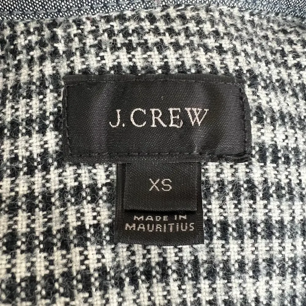 J. Crew Gray Houndstooth Long Sleeve Button-Down Elbow Patch Shirt Size XS